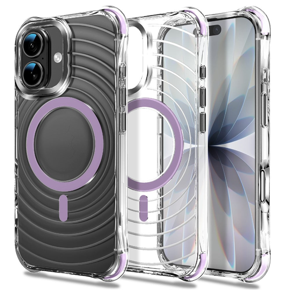 Til iPhone 16 Magnetisk Cover Airbag Hjørne Stødsikkert Ripple TPU Telefoncover