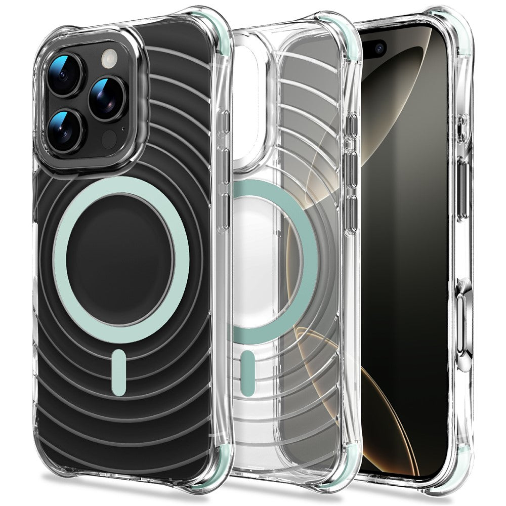 Til iPhone 16 Pro Magnetisk Cover Airbag Hjørne Stødsikkert Ripple TPU Telefoncover