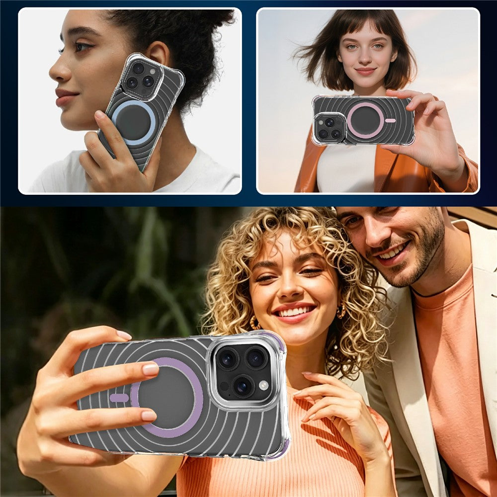 Til iPhone 16 Pro Max Magnetisk Cover med Airbag Hjørner Stødsikkert Ripple TPU Telefoncover