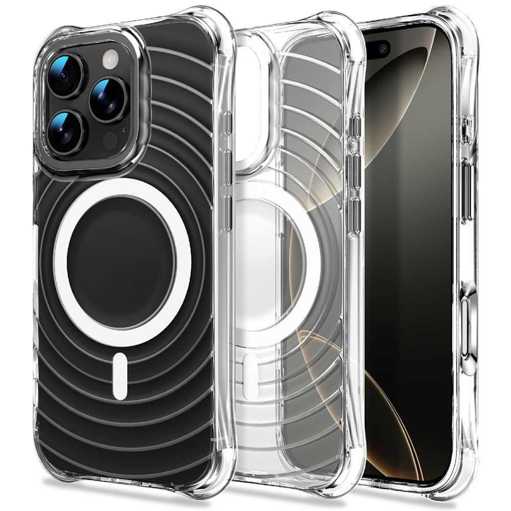 Til iPhone 16 Pro Max Magnetisk Cover med Airbag Hjørner Stødsikkert Ripple TPU Telefoncover