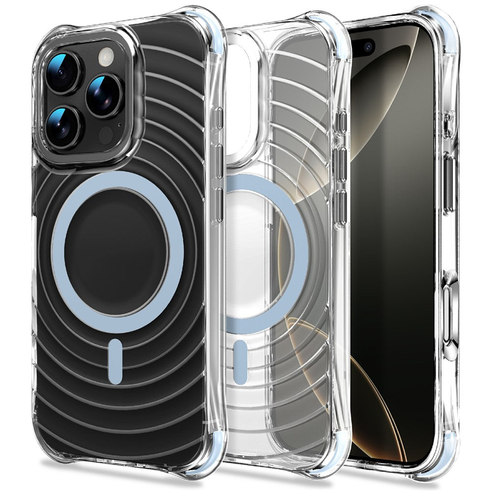 Til iPhone 16 Pro Max Magnetisk Cover med Airbag Hjørner Stødsikkert Ripple TPU Telefoncover