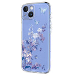 For iPhone 14 Plus Case Butterfly Floral Pattern Printing TPU Phone Back Cover
