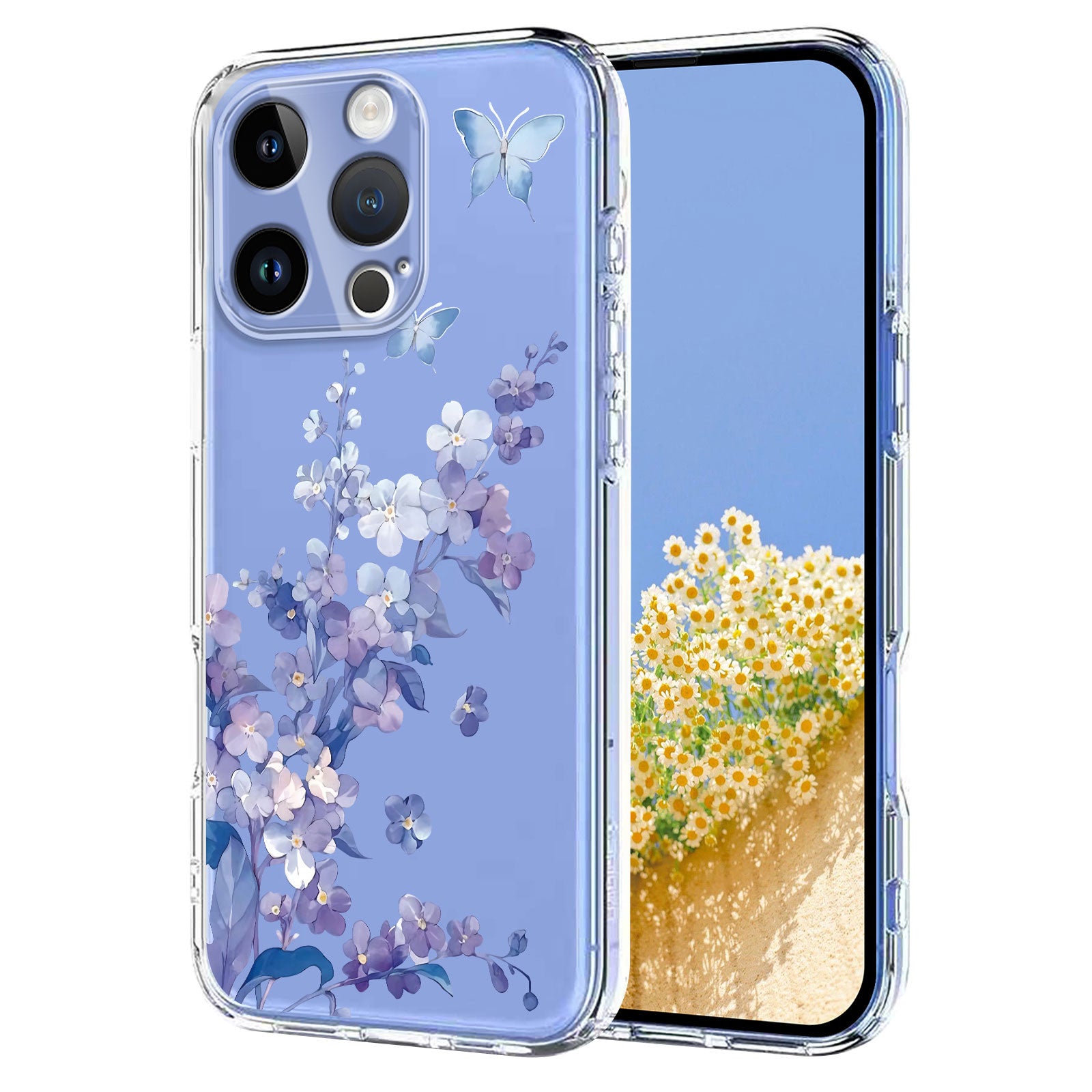 Til iPhone 12 / iPhone 12 Pro cover med sommerfugle- og blomstermønster i TPU