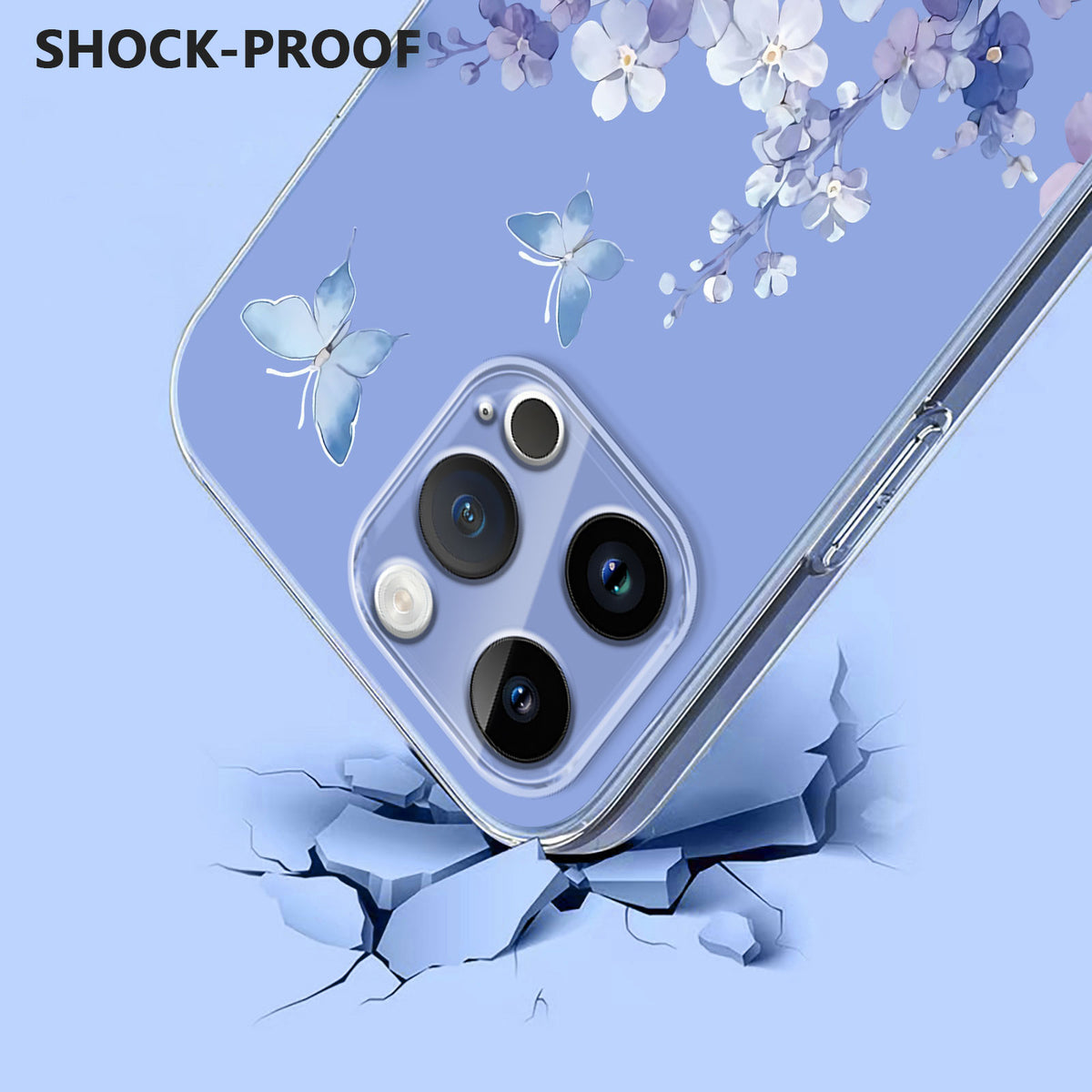 For iPhone 12 Pro Max Case Butterfly Floral Pattern Printing TPU Phone Back Cover