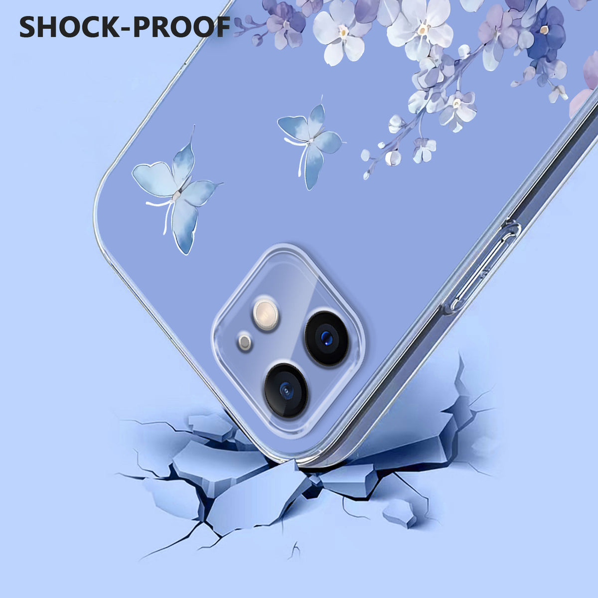 For iPhone 13 mini Case Butterfly Floral Pattern Printing TPU Phone Back Cover
