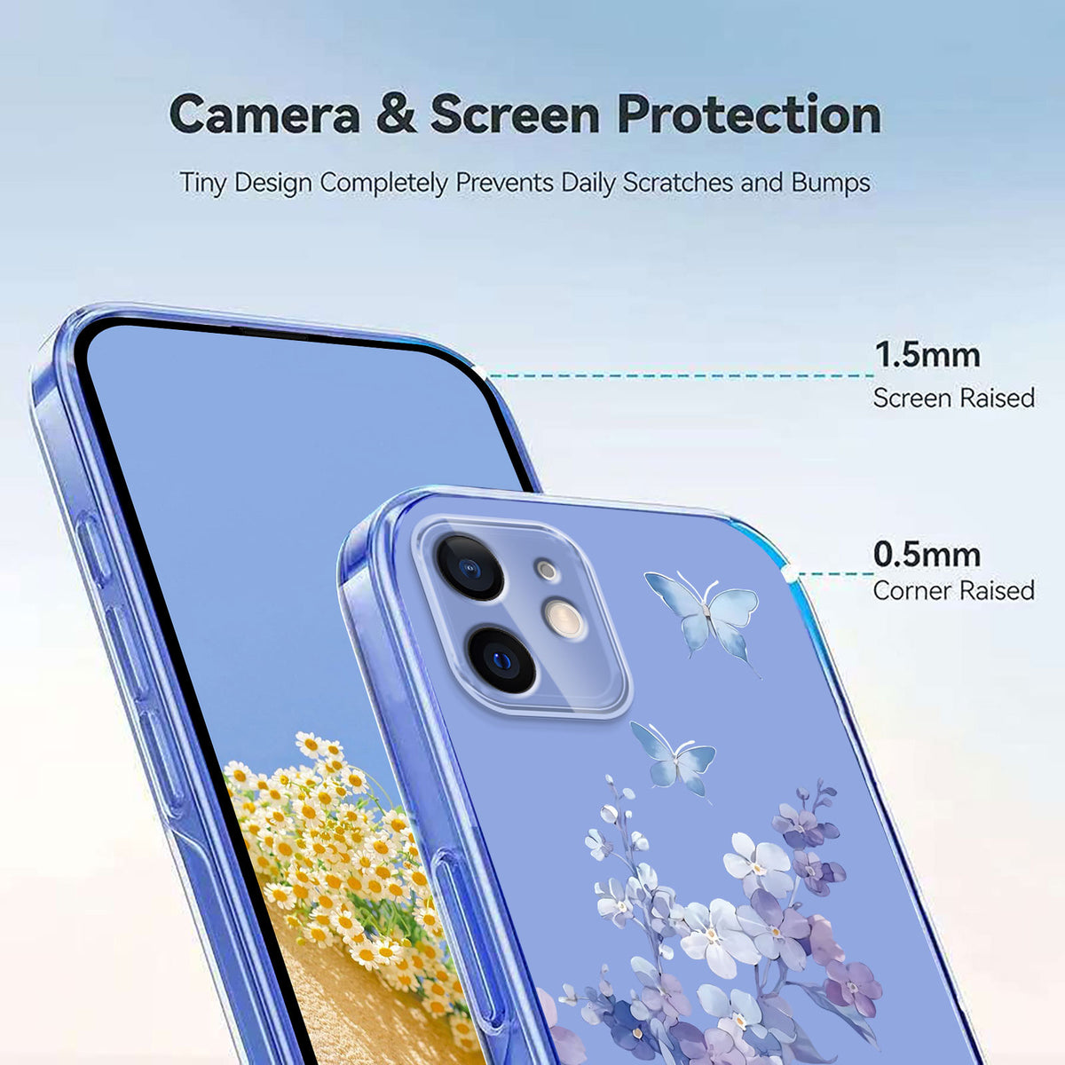 For iPhone 13 mini Case Butterfly Floral Pattern Printing TPU Phone Back Cover