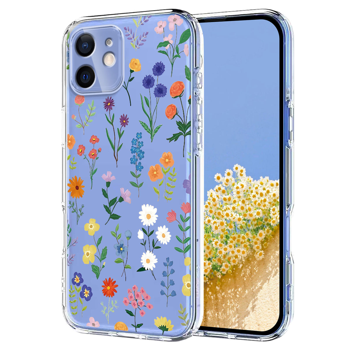 For iPhone 13 mini Case Butterfly Floral Pattern Printing TPU Phone Back Cover