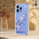 For iPhone 13 Pro Case Butterfly Floral Pattern Printing TPU Phone Back Cover