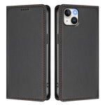 For iPhone 15 Plus Leather Wallet Case Magnetic Closure RFID Blocking Phone Cover
