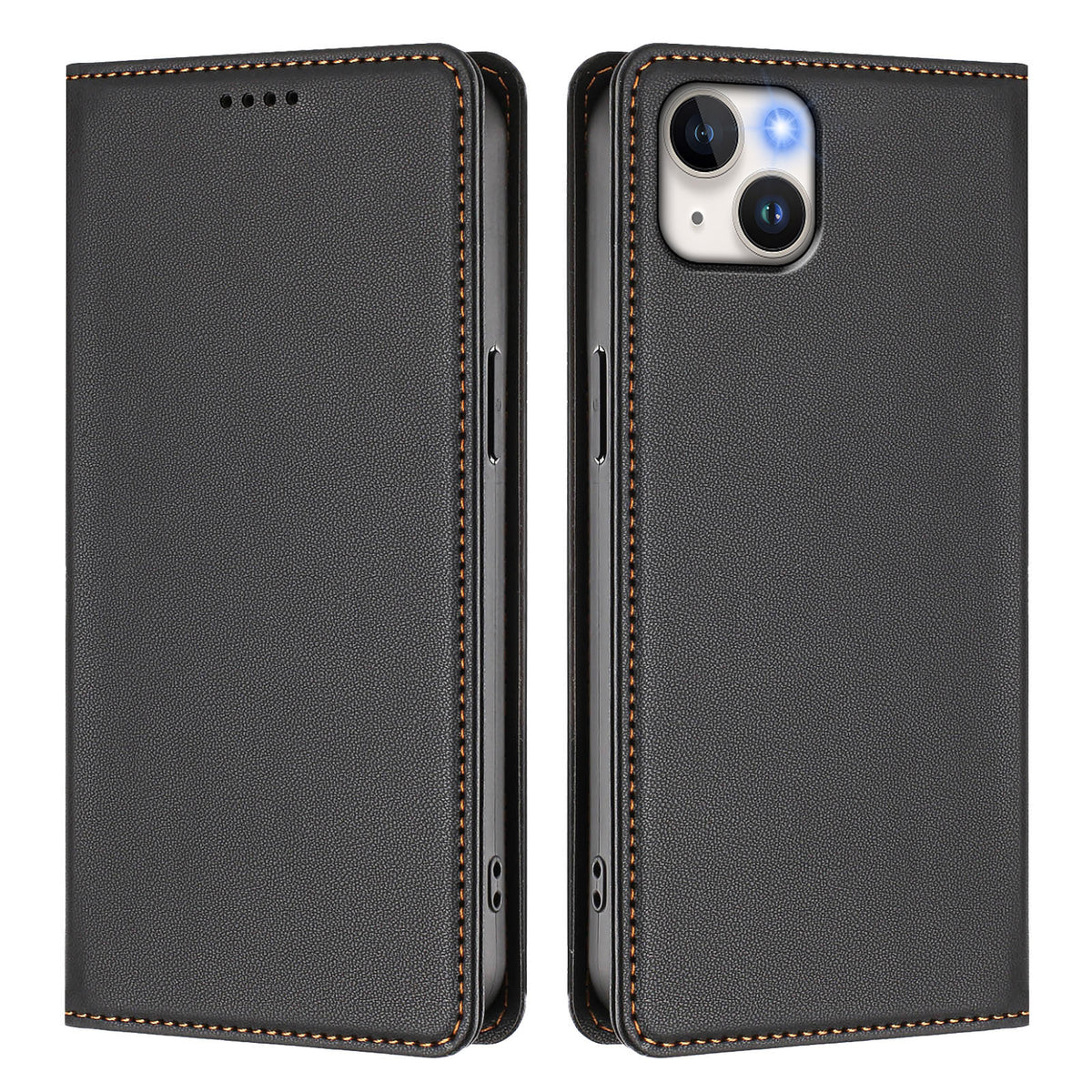 For iPhone 15 Plus Leather Wallet Case Magnetic Closure RFID Blocking Phone Cover