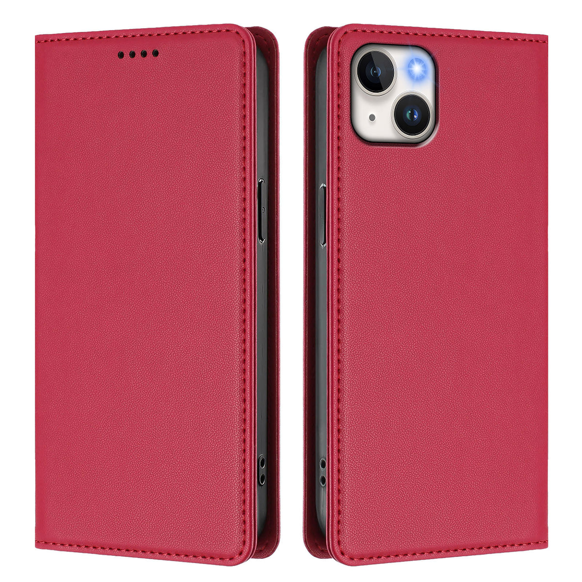 For iPhone 15 Plus Leather Wallet Case Magnetic Closure RFID Blocking Phone Cover