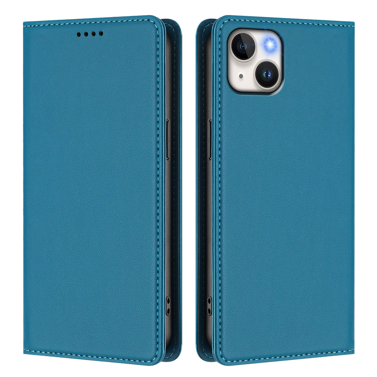 For iPhone 15 Plus Leather Wallet Case Magnetic Closure RFID Blocking Phone Cover