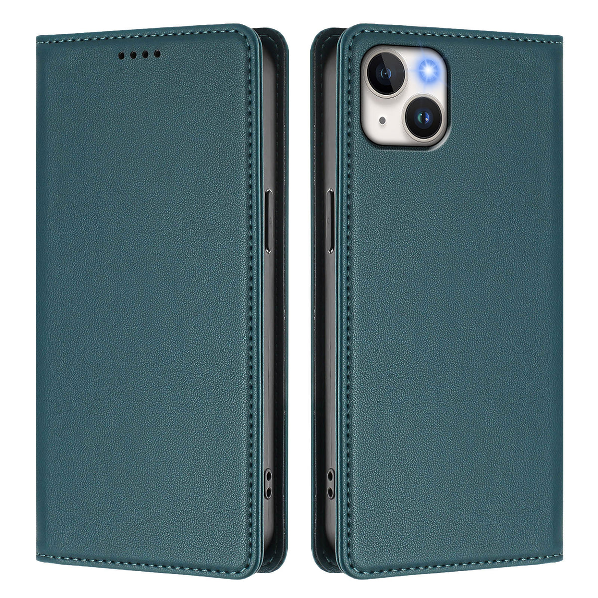 For iPhone 15 Plus Leather Wallet Case Magnetic Closure RFID Blocking Phone Cover