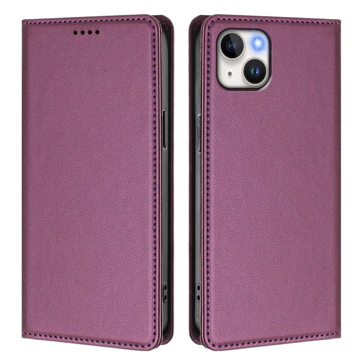 For iPhone 15 Plus Leather Wallet Case Magnetic Closure RFID Blocking Phone Cover