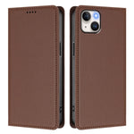 For iPhone 15 Plus Leather Wallet Case Magnetic Closure RFID Blocking Phone Cover