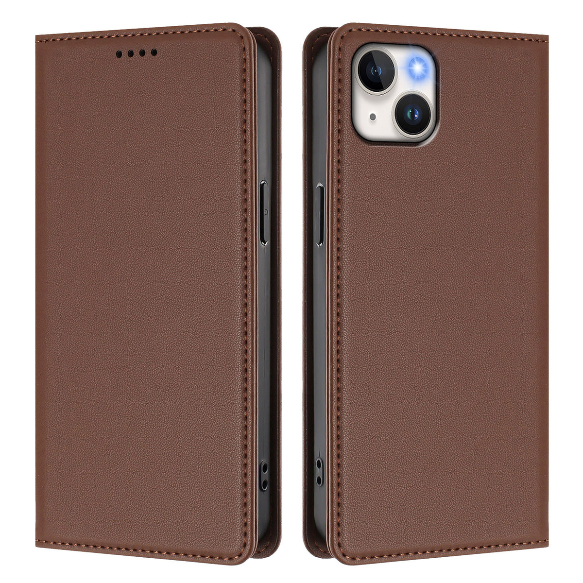 For iPhone 15 Plus Leather Wallet Case Magnetic Closure RFID Blocking Phone Cover