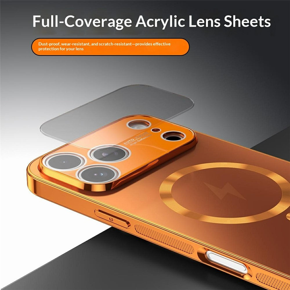 For iPhone 17 Pro Max Magnetic Case Full Lens Coverage Electroplated TPU Shockproof Phone Cover