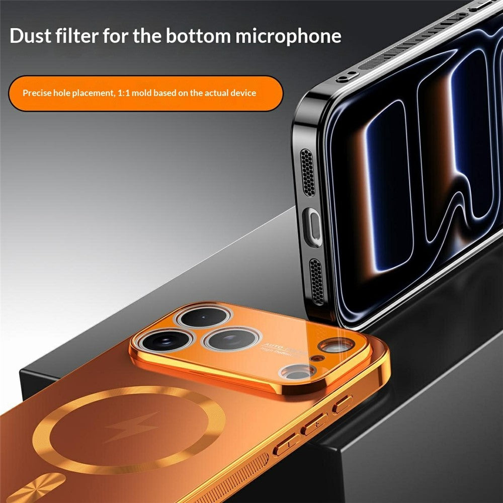 For iPhone 17 Pro Max Magnetic Case Full Lens Coverage Electroplated TPU Shockproof Phone Cover