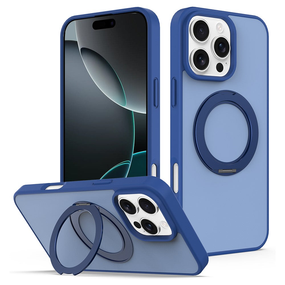 Til iPhone 15 Pro Max cover med roterende magnetisk støttefod, PC + TPU Skin-Touch telefoncover