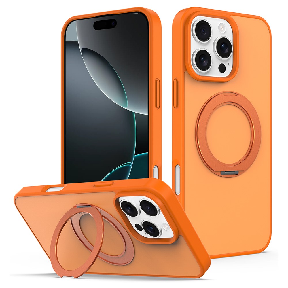 Til iPhone 15 Pro Max cover med roterende magnetisk støttefod, PC + TPU Skin-Touch telefoncover