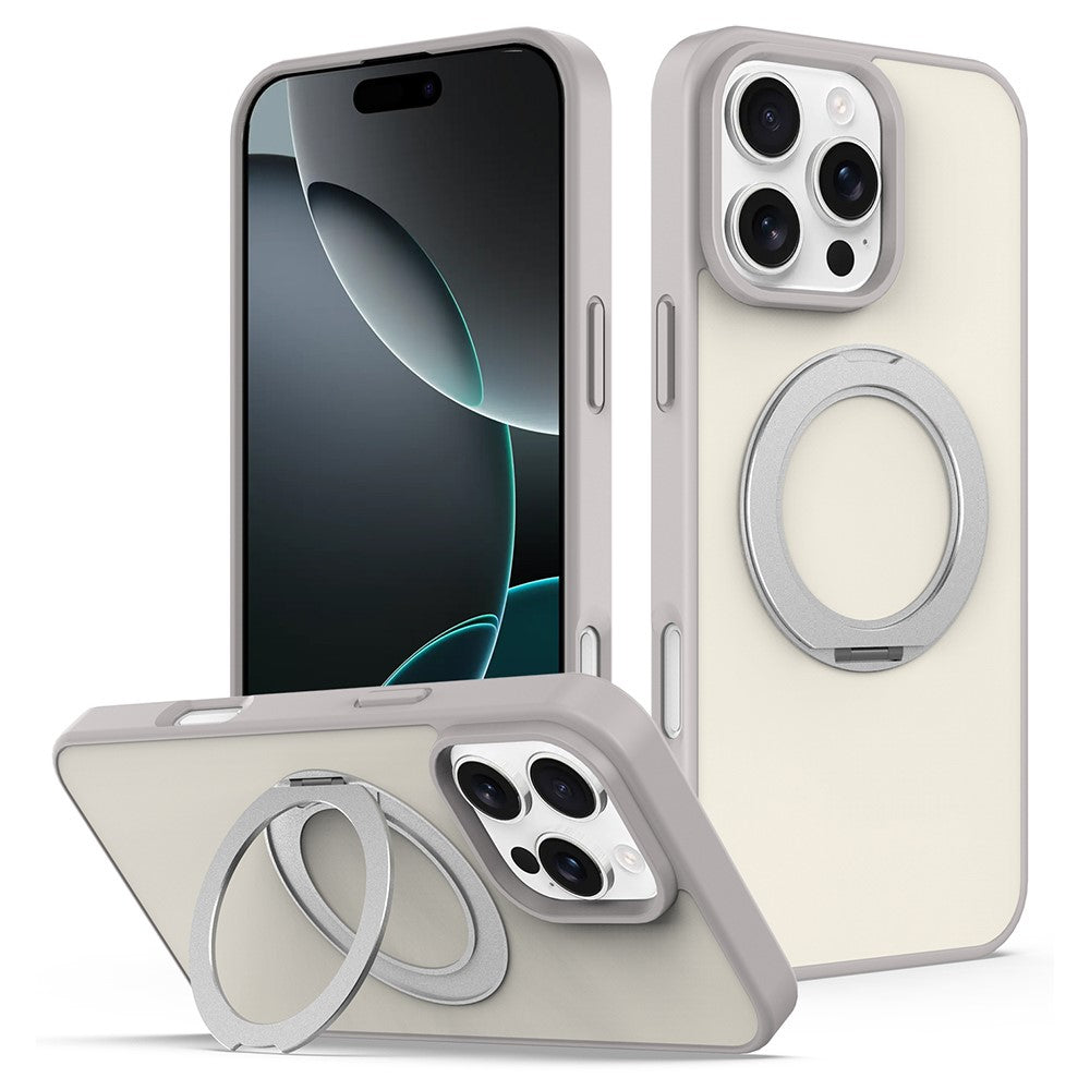 Til iPhone 15 Pro Max cover med roterende magnetisk støttefod, PC + TPU Skin-Touch telefoncover
