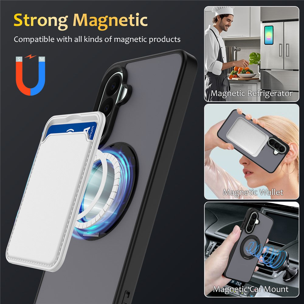 For Samsung Galaxy A25 5G (Global) (161mm) Case with Rotating Magnetic Kickstand PC + TPU Skin-Touch Phone Cover