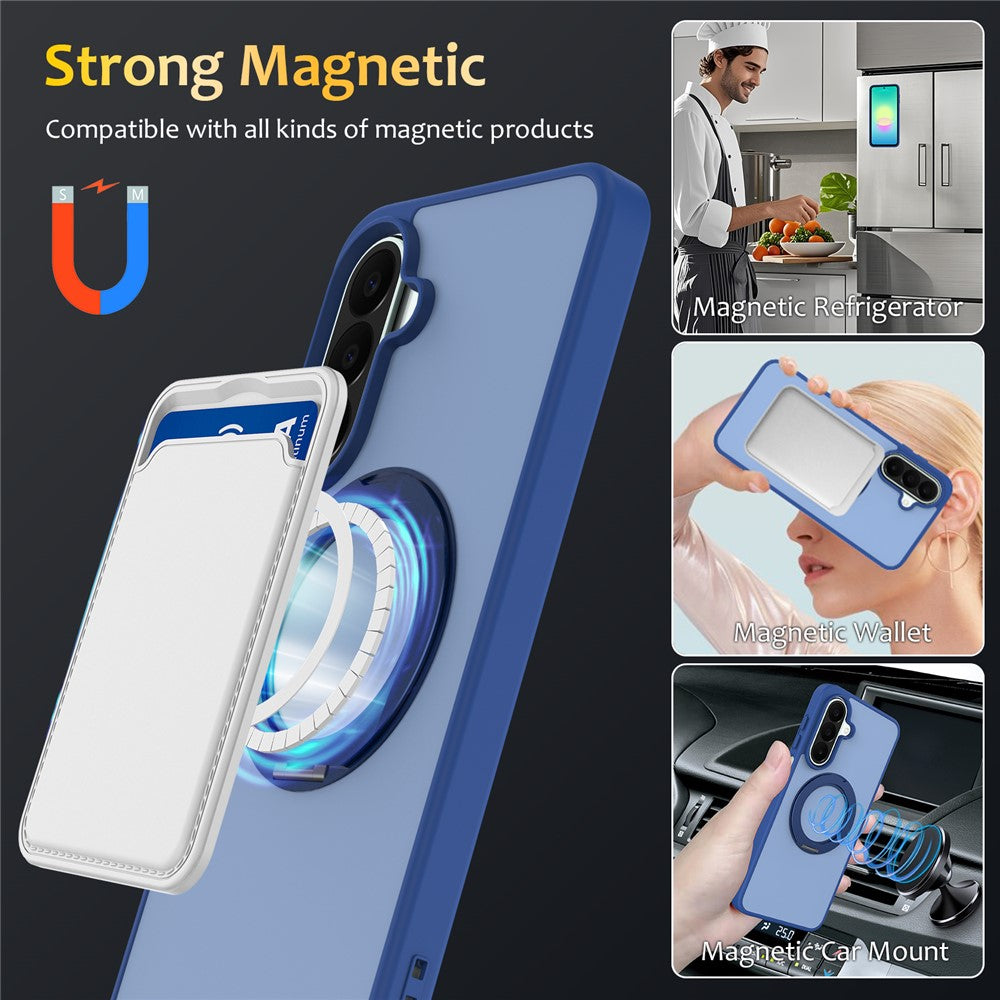 Til Samsung Galaxy A35 5G / Galaxy A55 5G cover med roterende magnetisk kickstand PC + TPU Skin-Touch telefoncover