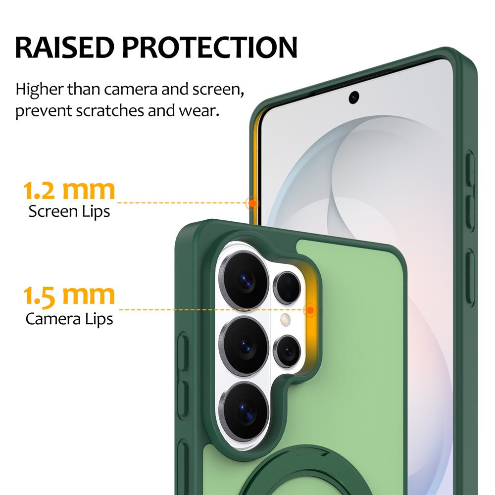 Samsung Galaxy S24 Ultra-skal med roterande magnetiskt stativ PC + TPU Skin-Touch-mobilskal