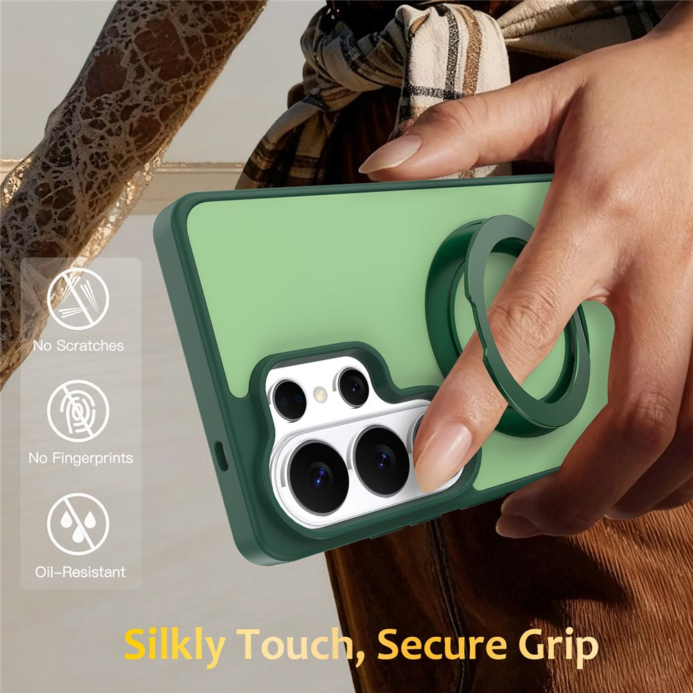 Samsung Galaxy S24 Ultra-skal med roterande magnetiskt stativ PC + TPU Skin-Touch-mobilskal