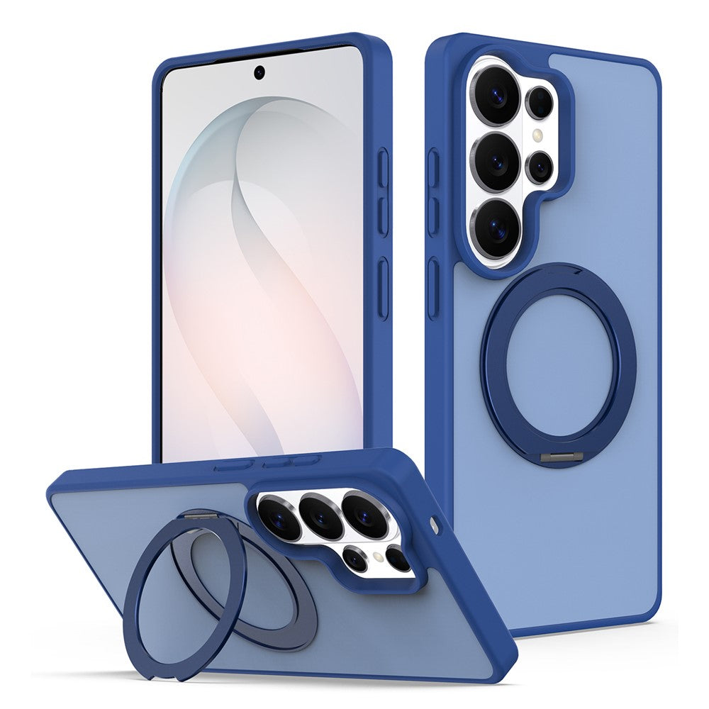 For Samsung Galaxy S25 Ultra Case with Rotating Magnetic Kickstand PC + TPU Skin-Touch Phone Cover