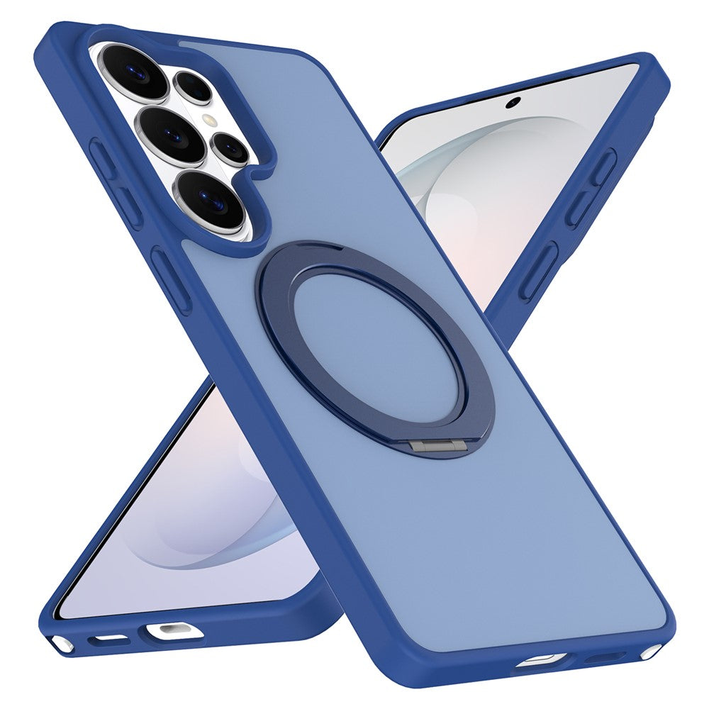 For Samsung Galaxy S25 Ultra Case with Rotating Magnetic Kickstand PC + TPU Skin-Touch Phone Cover