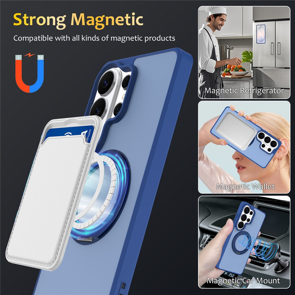 For Samsung Galaxy S25 Ultra Case with Rotating Magnetic Kickstand PC + TPU Skin-Touch Phone Cover