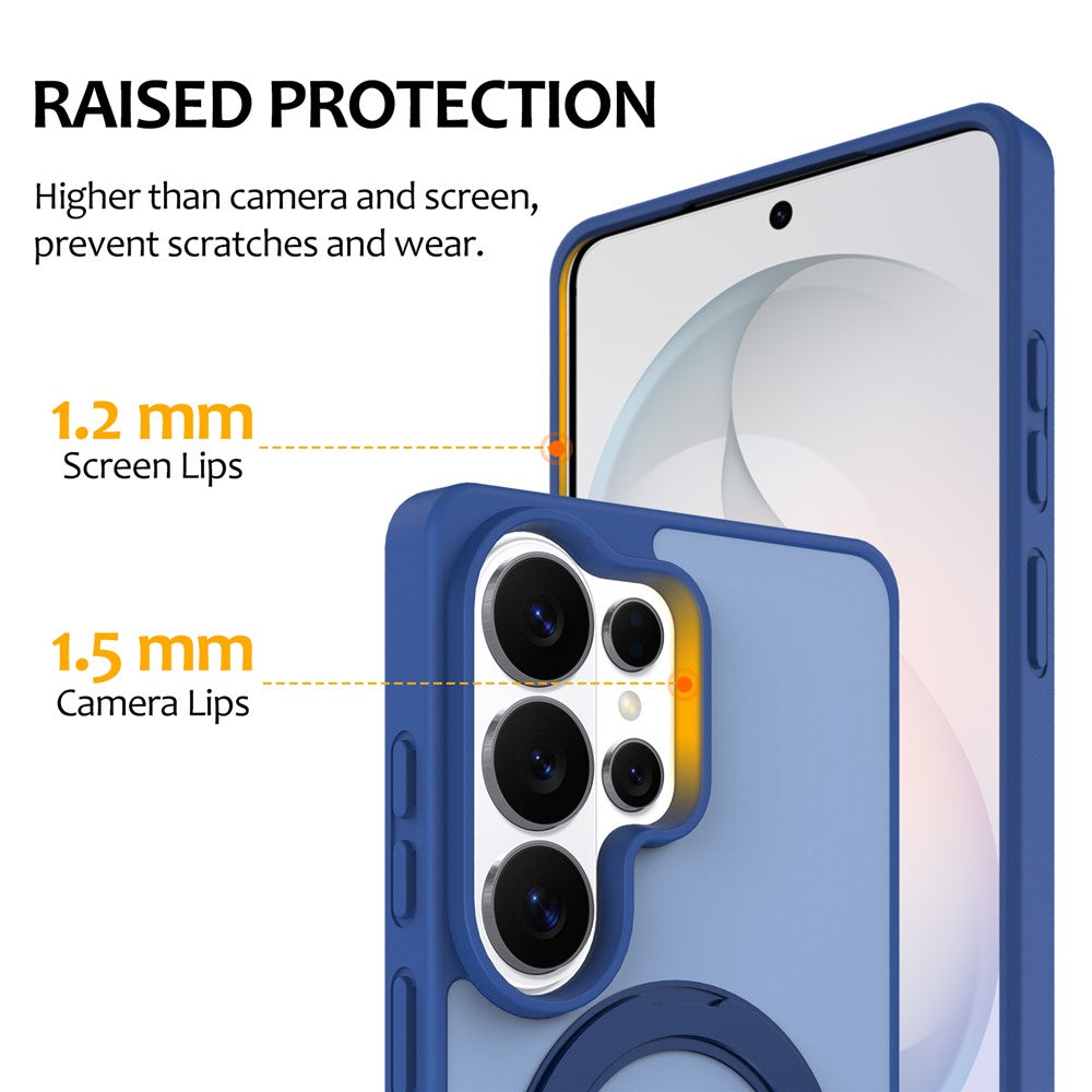 For Samsung Galaxy S25 Ultra Case with Rotating Magnetic Kickstand PC + TPU Skin-Touch Phone Cover