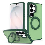 For Samsung Galaxy S25 Ultra Case with Rotating Magnetic Kickstand PC + TPU Skin-Touch Phone Cover