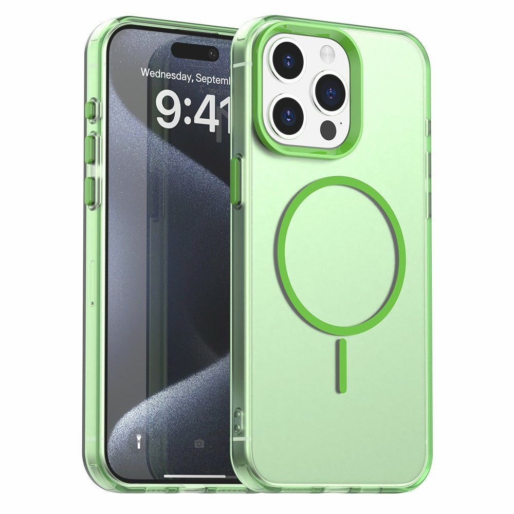 Til iPhone 15 Pro Max Magnetisk Cover PC + TPU + PET Air Cushion Stødsikkert Telefoncover