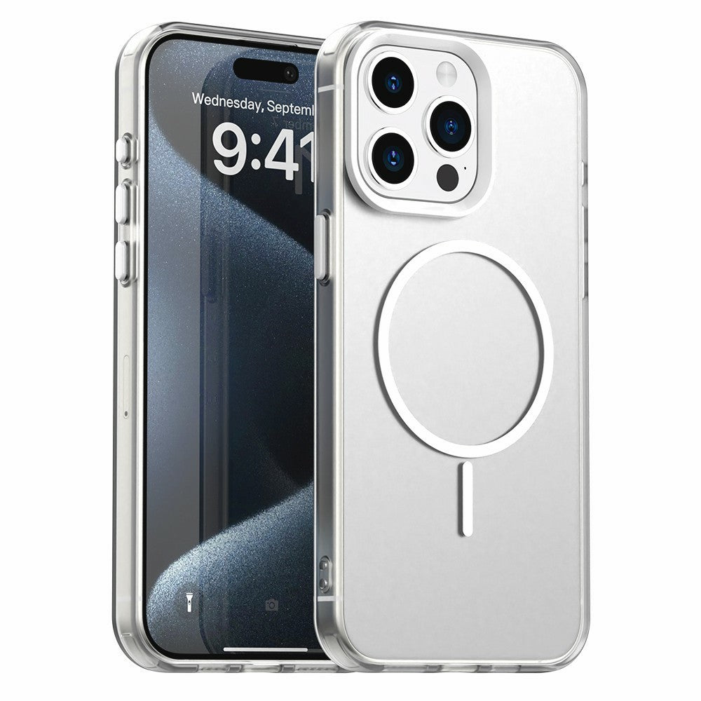 For iPhone 15 Pro Magnetic Case PC + TPU + PET Air Cushion Shockproof Phone Cover