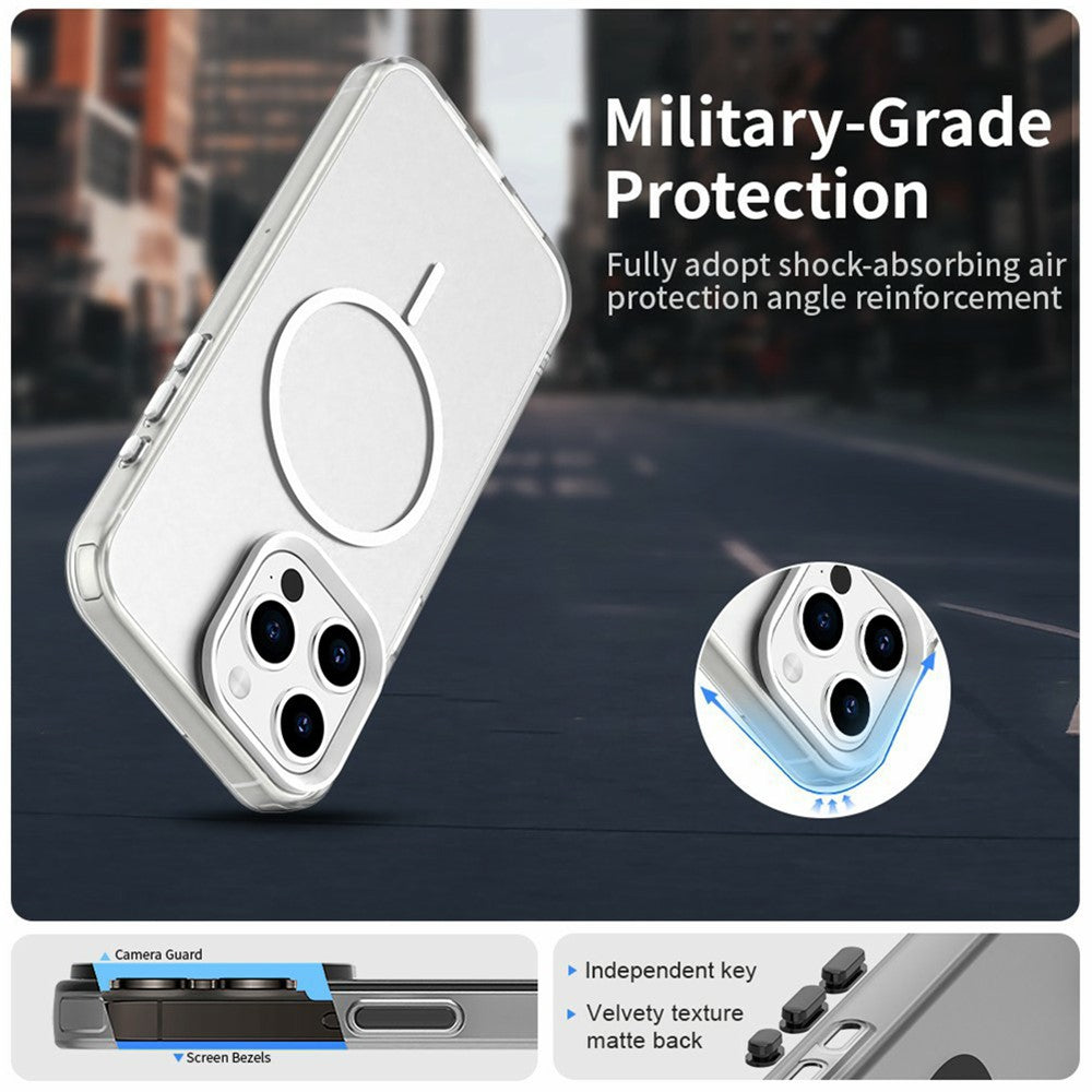 For iPhone 15 Pro Magnetic Case PC + TPU + PET Air Cushion Shockproof Phone Cover