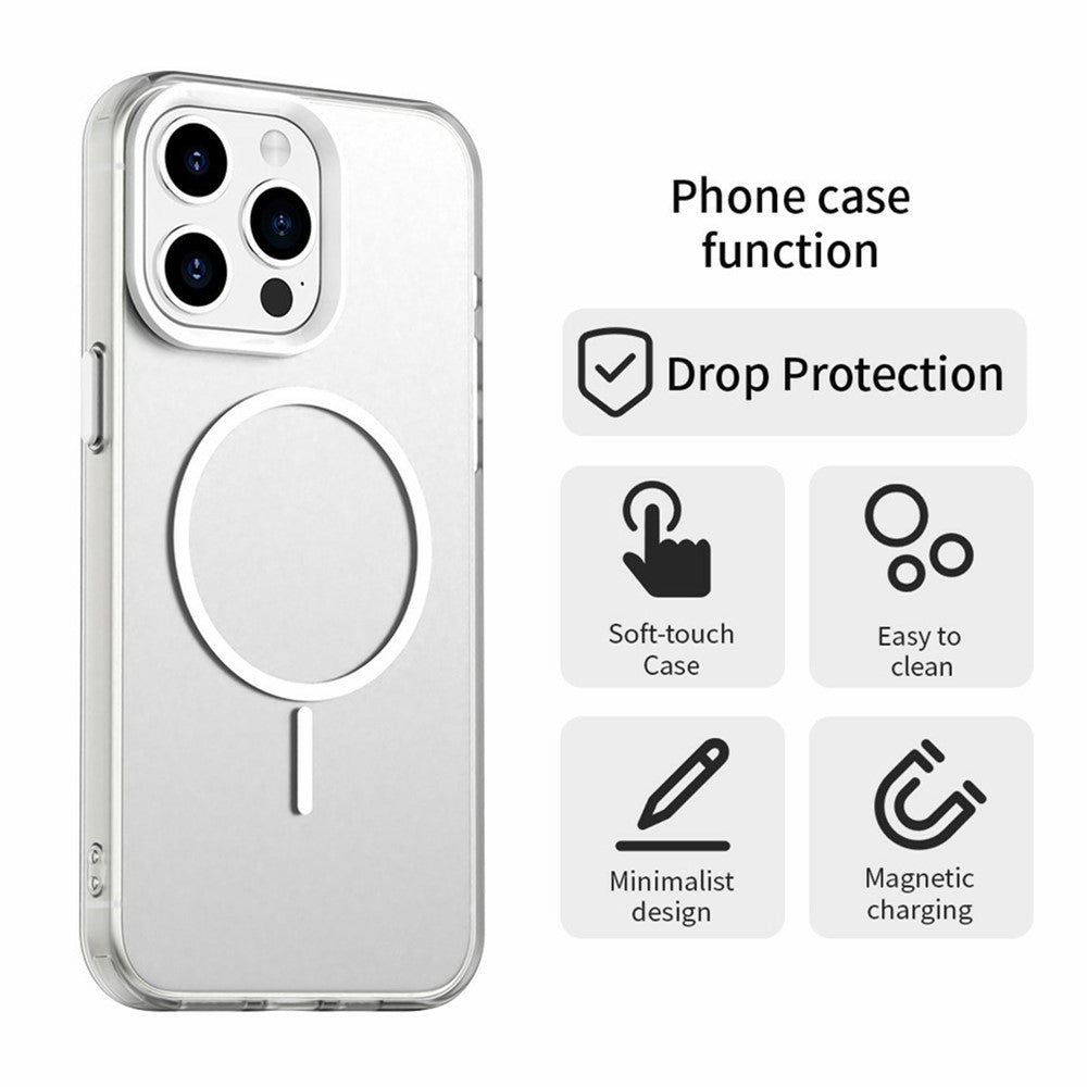 For iPhone 15 Pro Magnetic Case PC + TPU + PET Air Cushion Shockproof Phone Cover