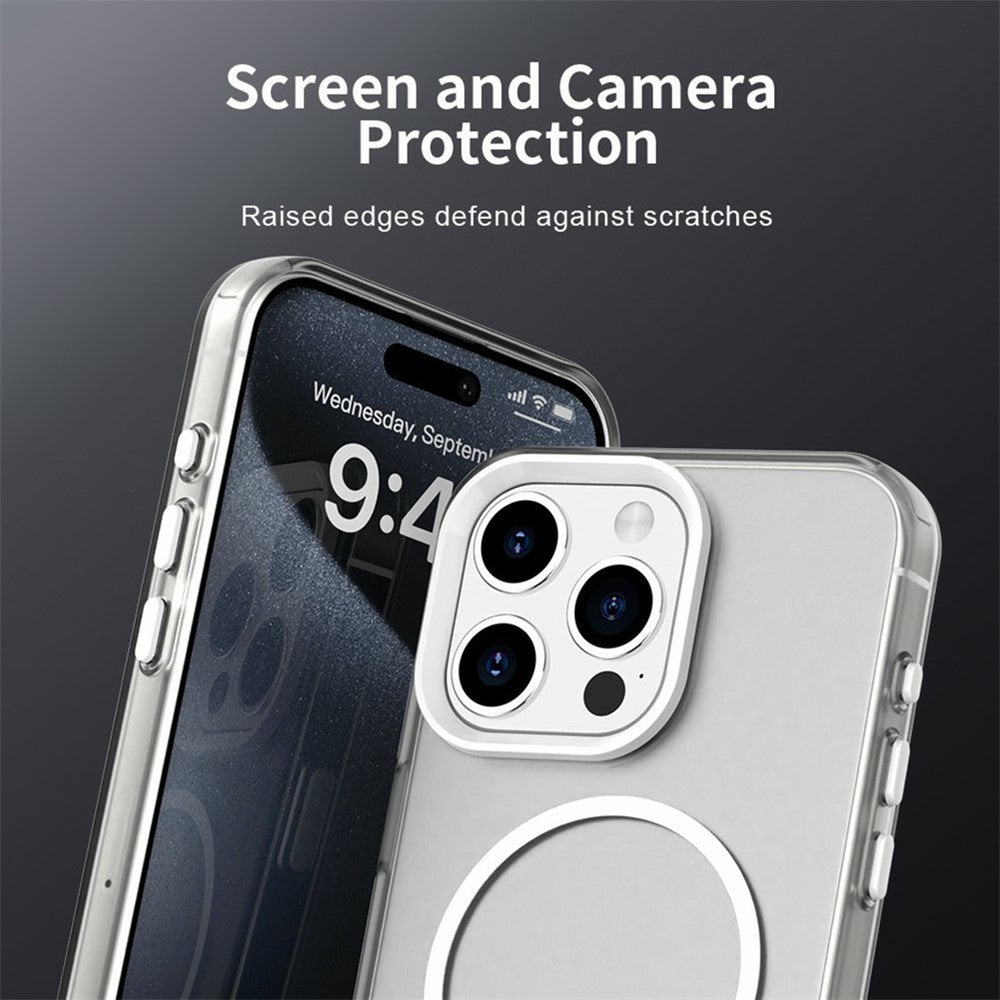 For iPhone 15 Pro Magnetic Case PC + TPU + PET Air Cushion Shockproof Phone Cover