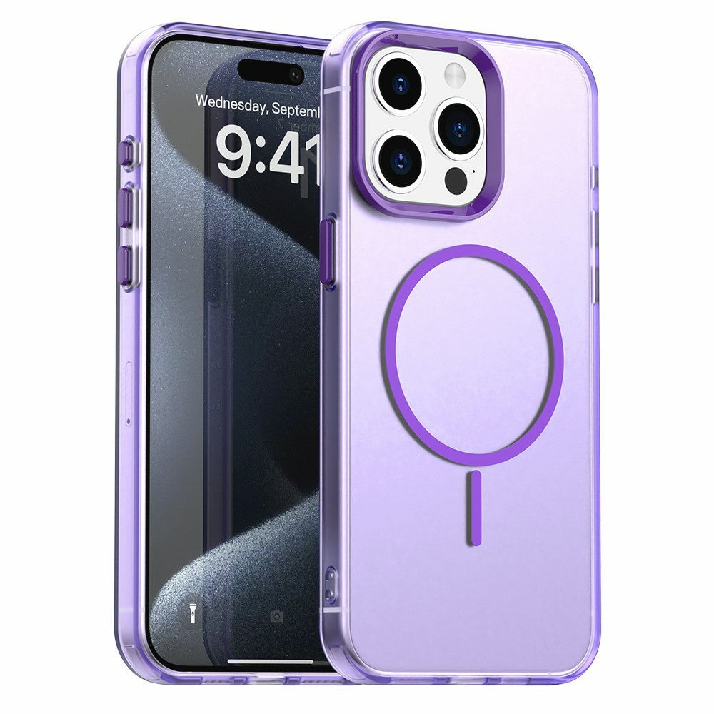 For iPhone 15 Pro Magnetic Case PC + TPU + PET Air Cushion Shockproof Phone Cover