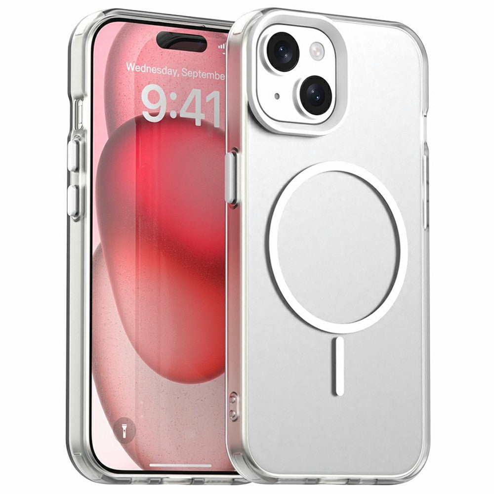 For iPhone 15 Magnetic Case PC + TPU + PET Air Cushion Shockproof Phone Cover