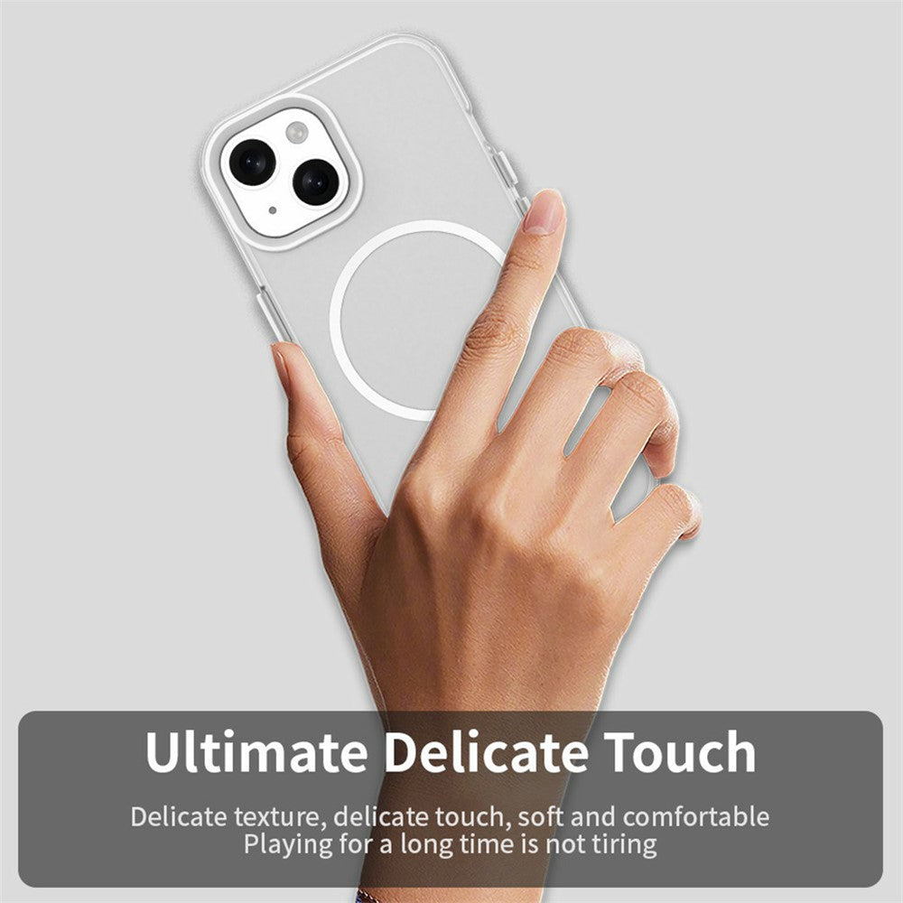 For iPhone 15 Magnetic Case PC + TPU + PET Air Cushion Shockproof Phone Cover