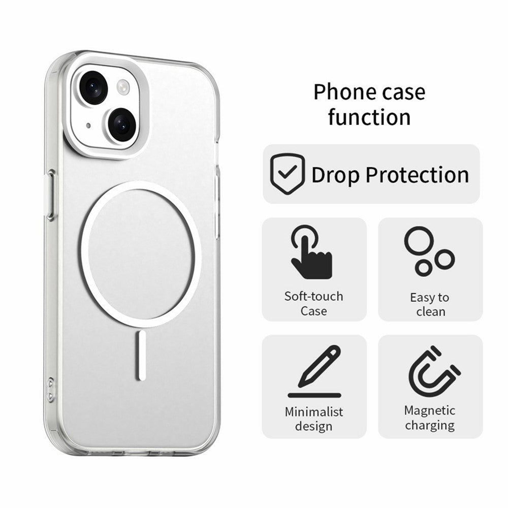For iPhone 15 Magnetic Case PC + TPU + PET Air Cushion Shockproof Phone Cover