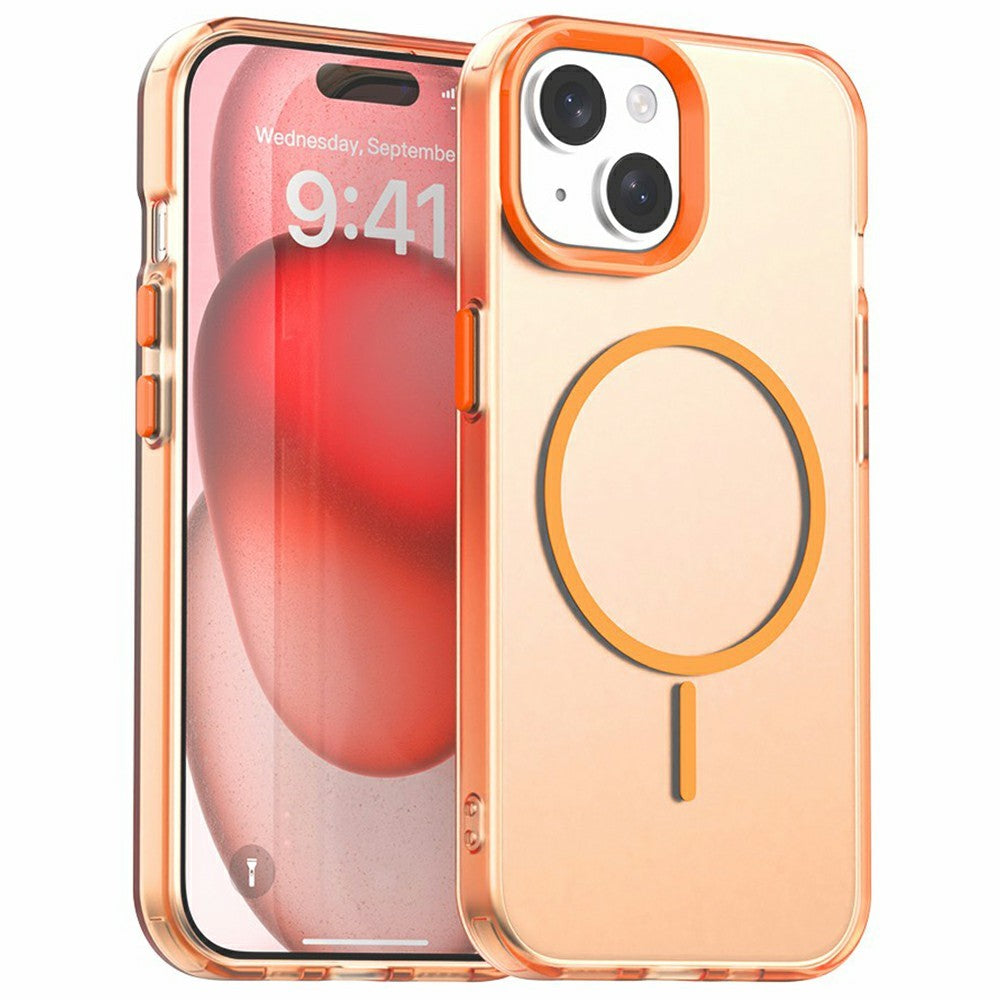 For iPhone 15 Magnetic Case PC + TPU + PET Air Cushion Shockproof Phone Cover