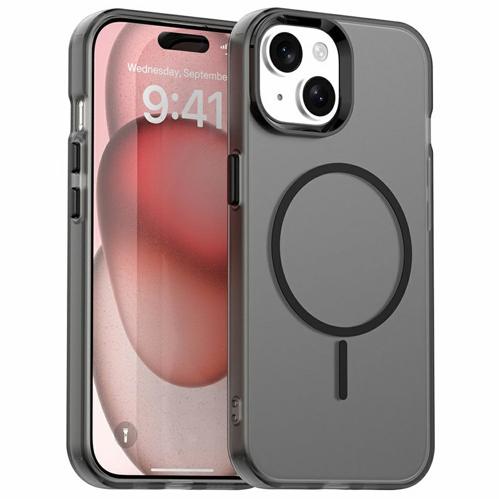 For iPhone 15 Magnetic Case PC + TPU + PET Air Cushion Shockproof Phone Cover