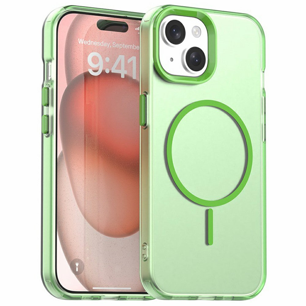 For iPhone 15 Magnetic Case PC + TPU + PET Air Cushion Shockproof Phone Cover