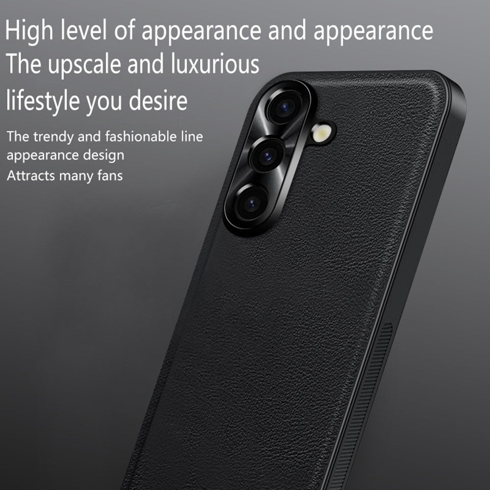 Til Samsung Galaxy S26 FE Cover PU + TPU + PC Telefonbagcover med Metalkameraramme