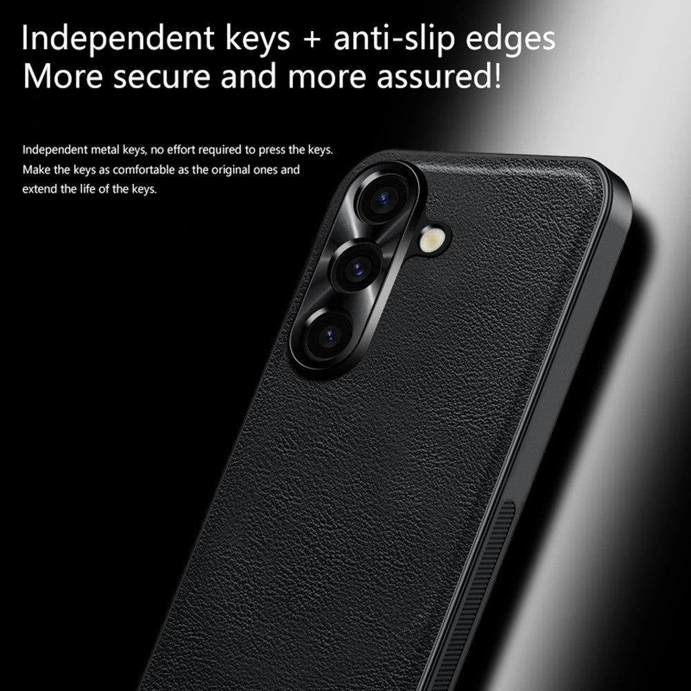Til Samsung Galaxy S26 FE Cover PU + TPU + PC Telefonbagcover med Metalkameraramme