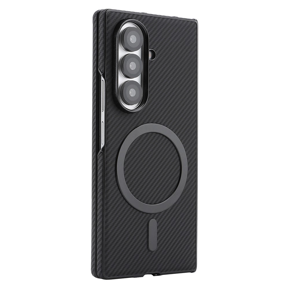 Samsung Galaxy Z Fold7 5G-skal med sidofäst kolfiberstruktur i PU TPU med magnetisk metallring