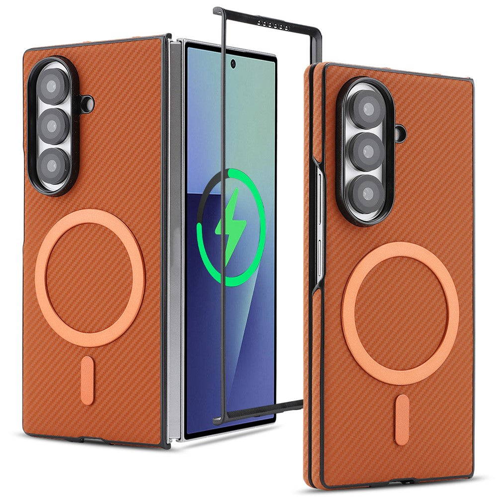 Samsung Galaxy Z Fold7 5G-skal med sidofäst kolfiberstruktur i PU TPU med magnetisk metallring